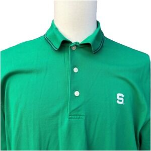 Oxford Golf Mens Polo Large Green MI State Spartans Buzz Off Insect Shield‎ Prep